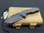 Micro "T" - S35VN PVD Tanto Blade, PVD Handles w/Blue Pinstriping